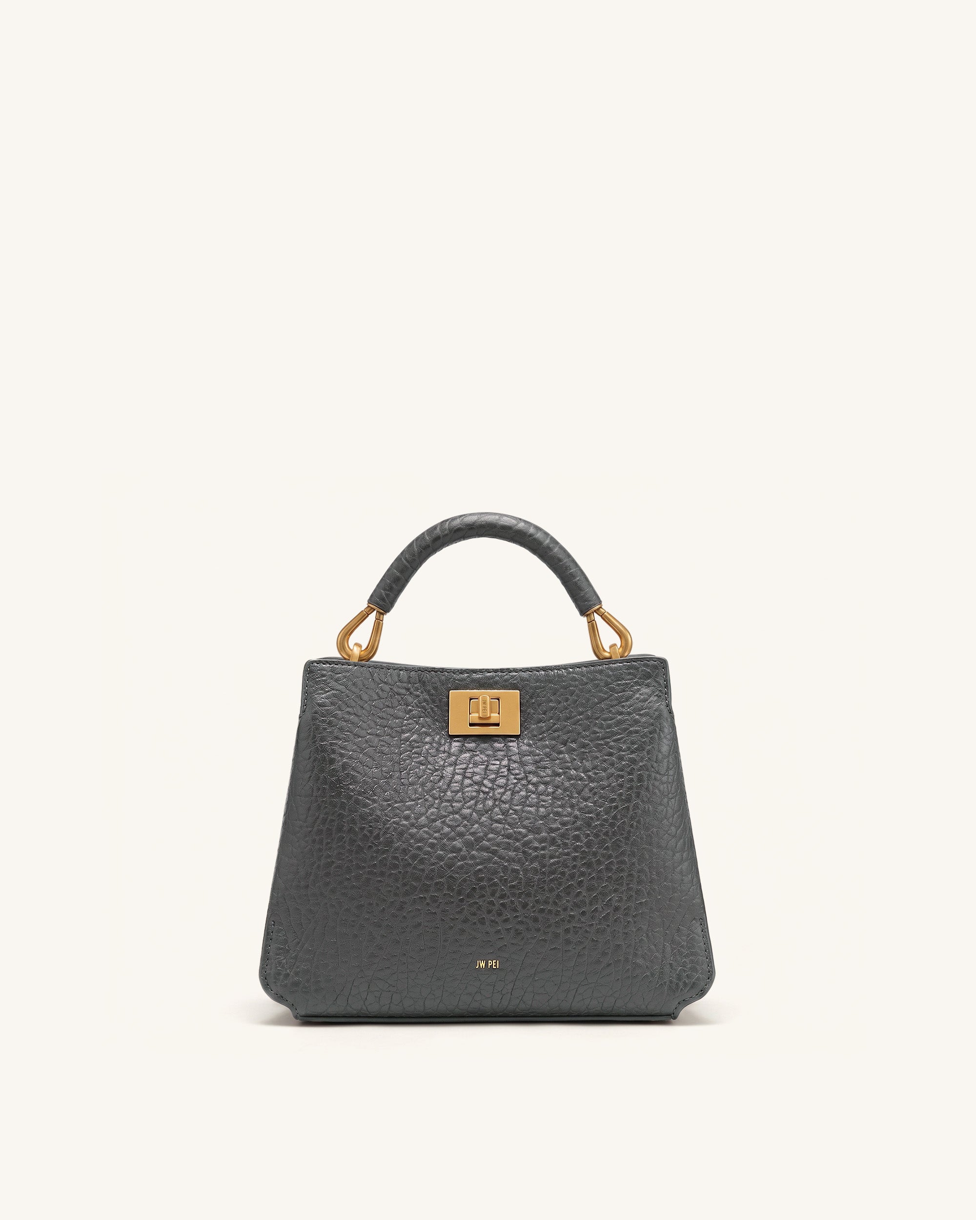 Lucia Elephant-Effect Top Handle Bag - Slate Gray - Image 2