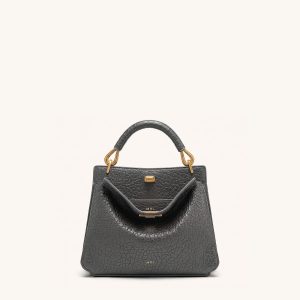 Lucia Elephant-Effect Top Handle Bag - Slate Gray
