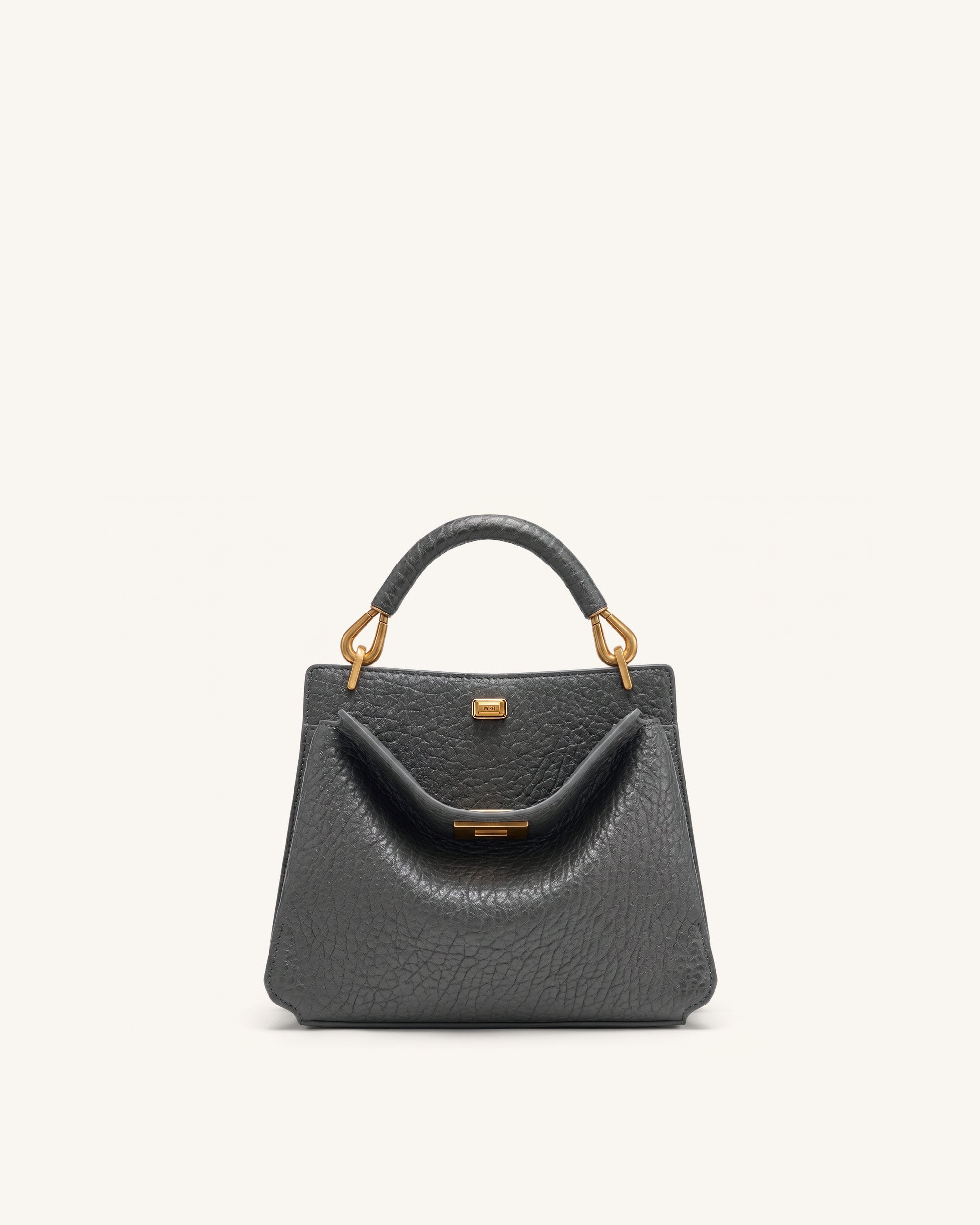 Lucia Elephant-Effect Top Handle Bag - Slate Gray - Image 4