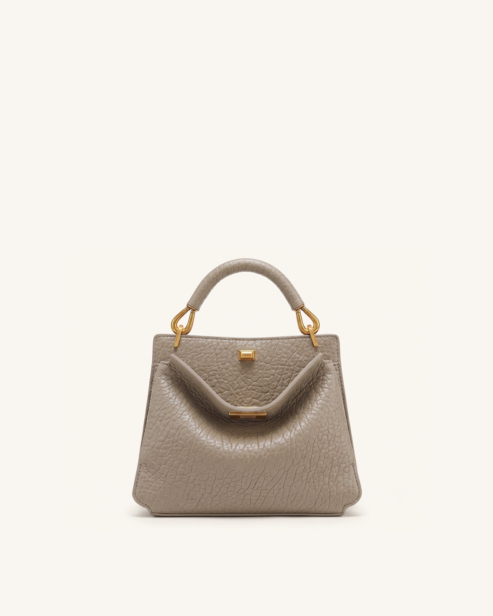 Lucia Elephant-Effect Top Handle Bag - Stone Gray - Image 4