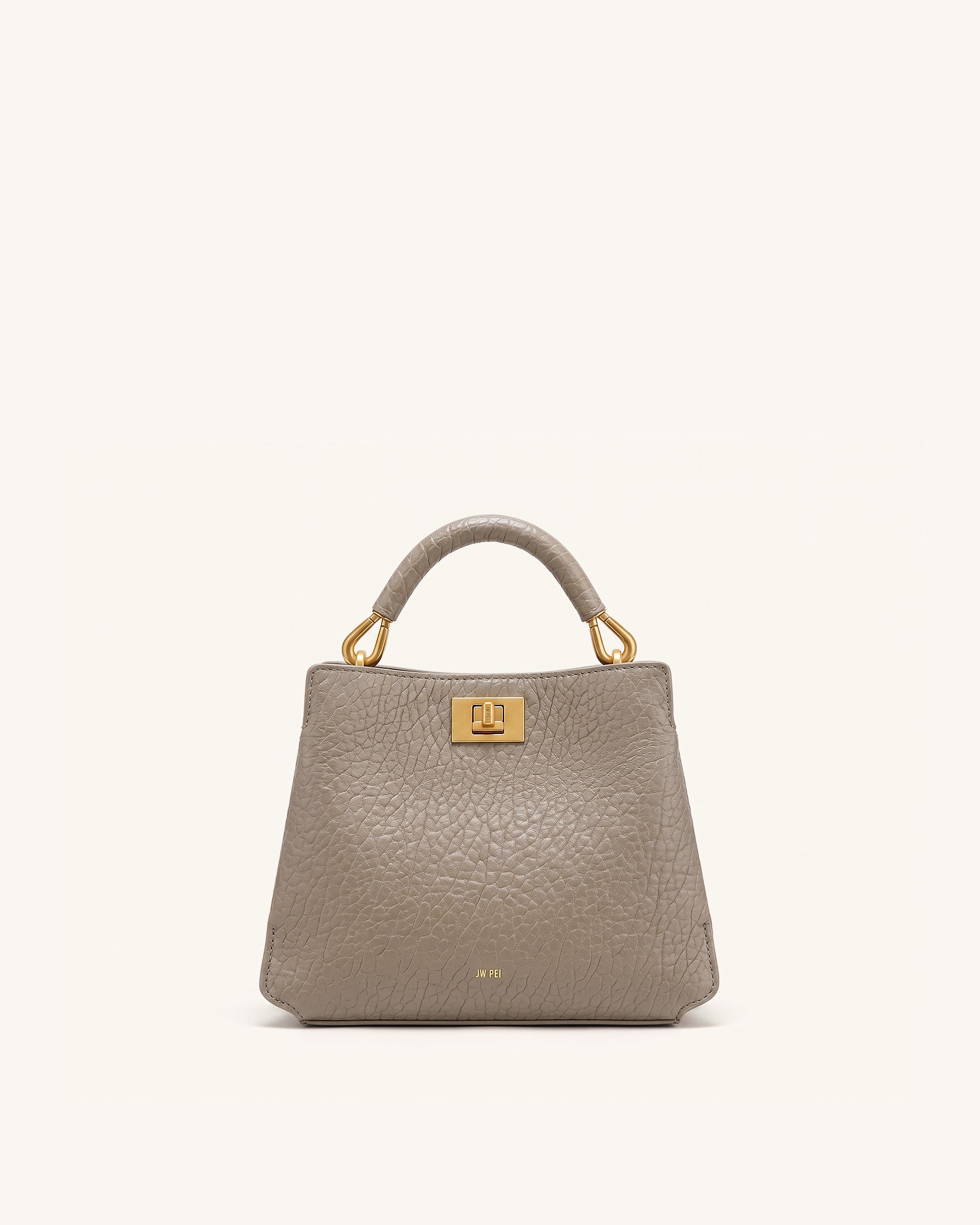 Lucia Elephant-Effect Top Handle Bag - Stone Gray - Image 2