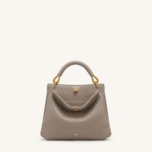Lucia Elephant-Effect Top Handle Bag - Stone Gray