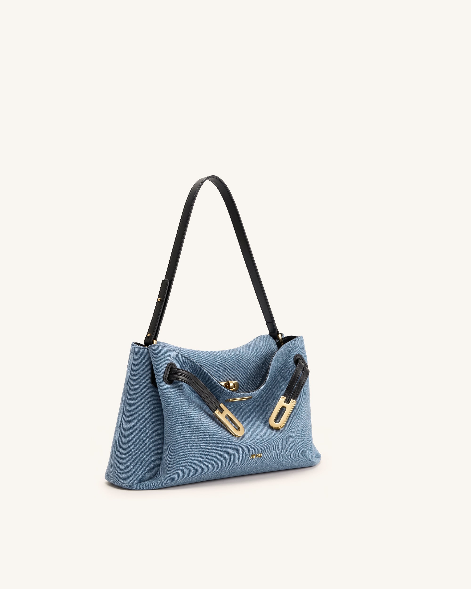 Rhea Double Buckle Shoulder Bag - Light Blue Denim - Image 2