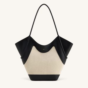 Maribel Panel Tote Bag - Black Canvas