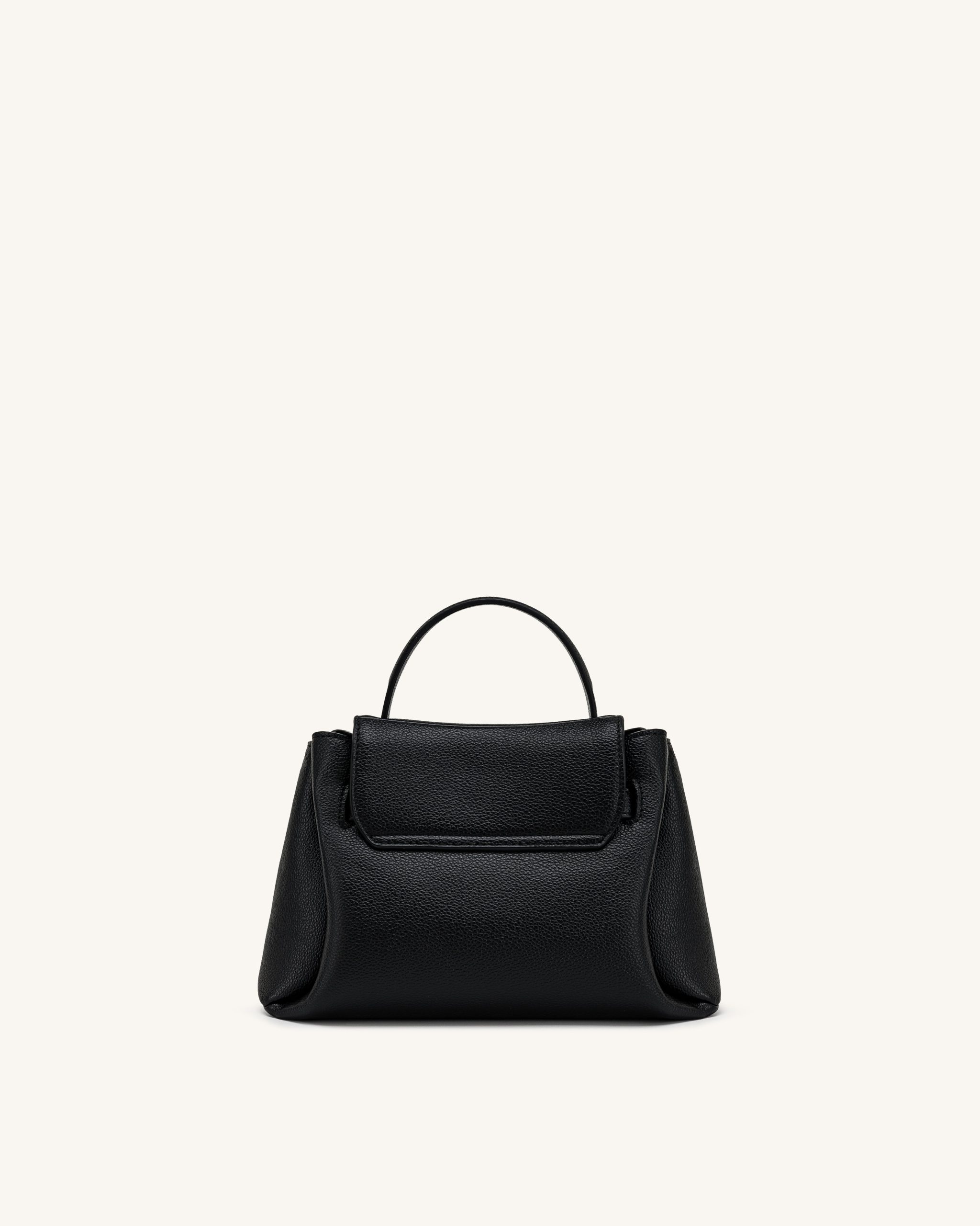 Rhea Small Pebbled Double Buckle Shoulder Bag - Black - Image 4