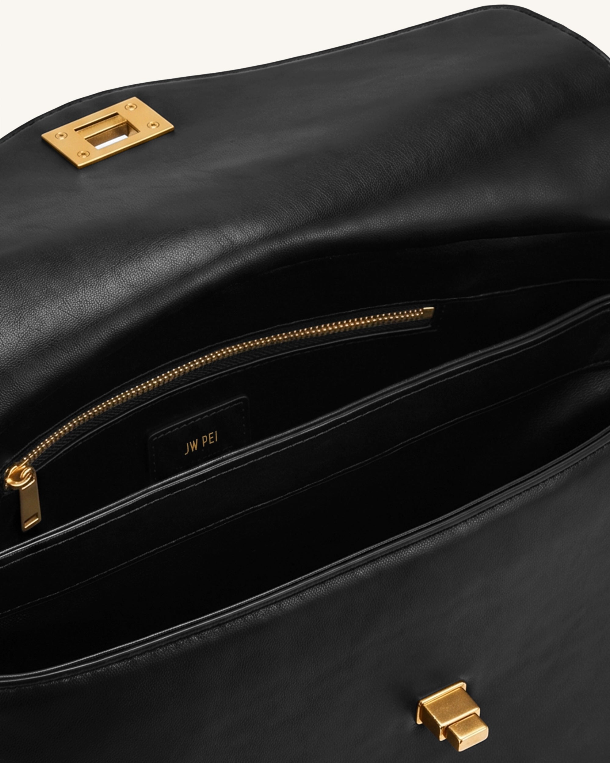 Lucia Turn-Lock Shoulder Bag - Black - Image 4