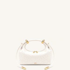 Ellie Metal Ring Embellished Top Handle Bag - Off White
