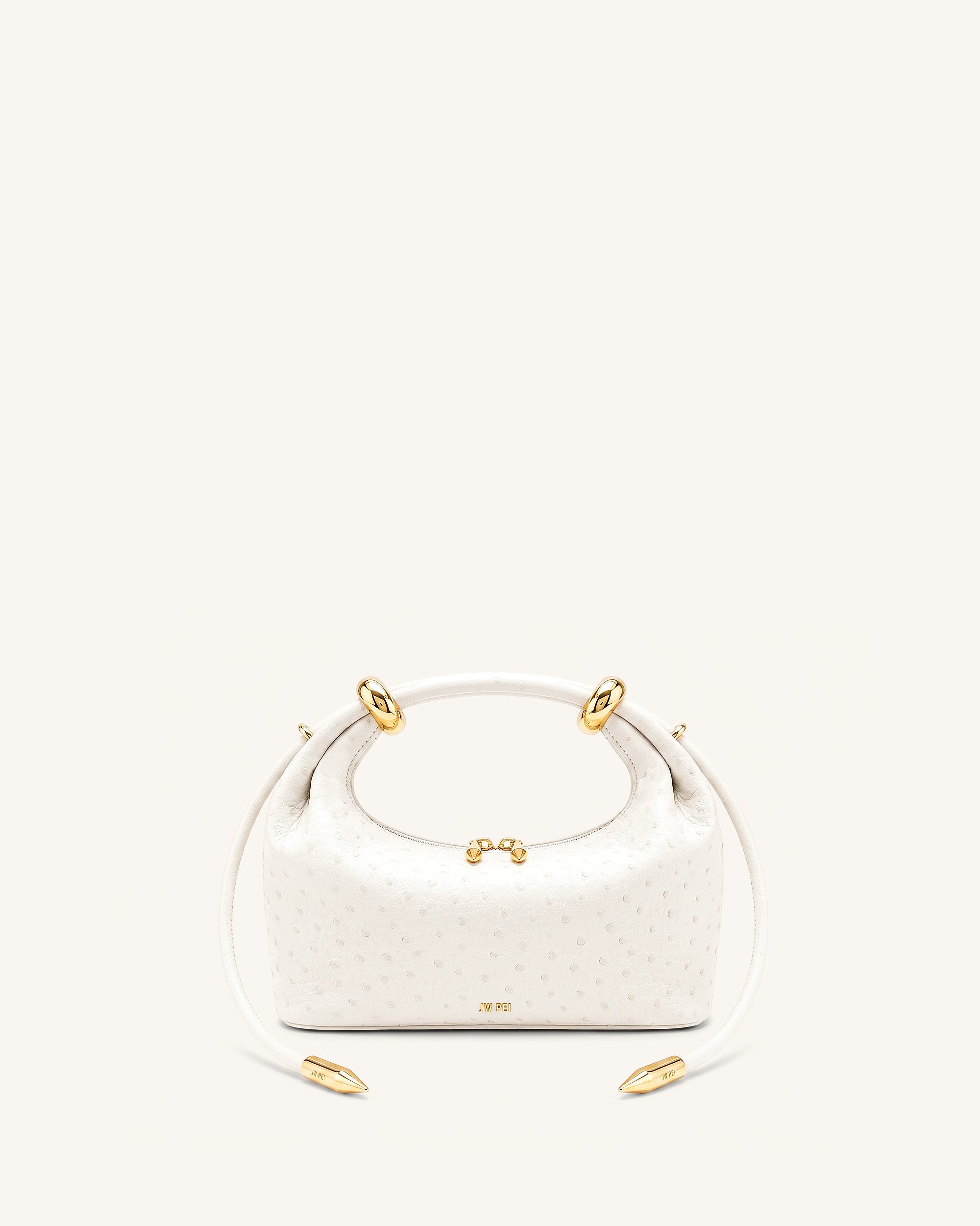Ellie Metal Ring Embellished Top Handle Bag - Off White