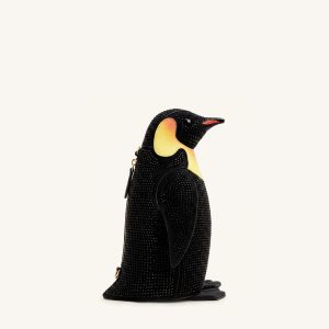 Pia Penguin Artificial Crystal Crossbody Bag - Black