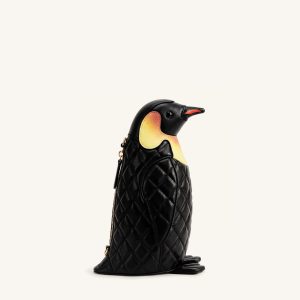 Pia Penguin Quilting Crossbody Bag - Black