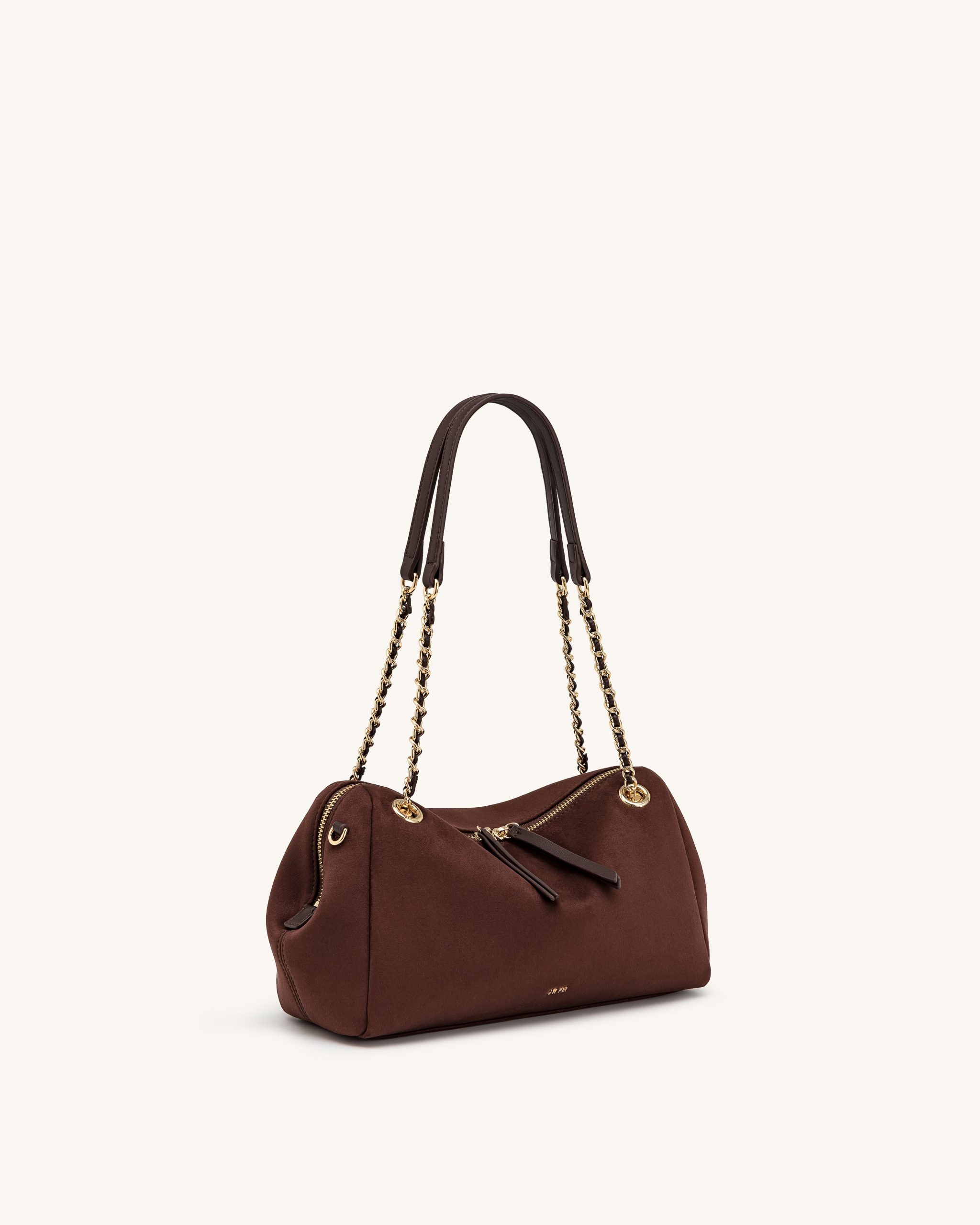 Mireya Faux Suede Chain Shoulder Bag - Dark Brown - Image 2