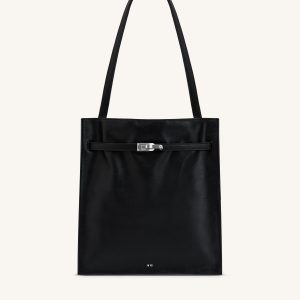 Noelle Belted Tote Bag - Black