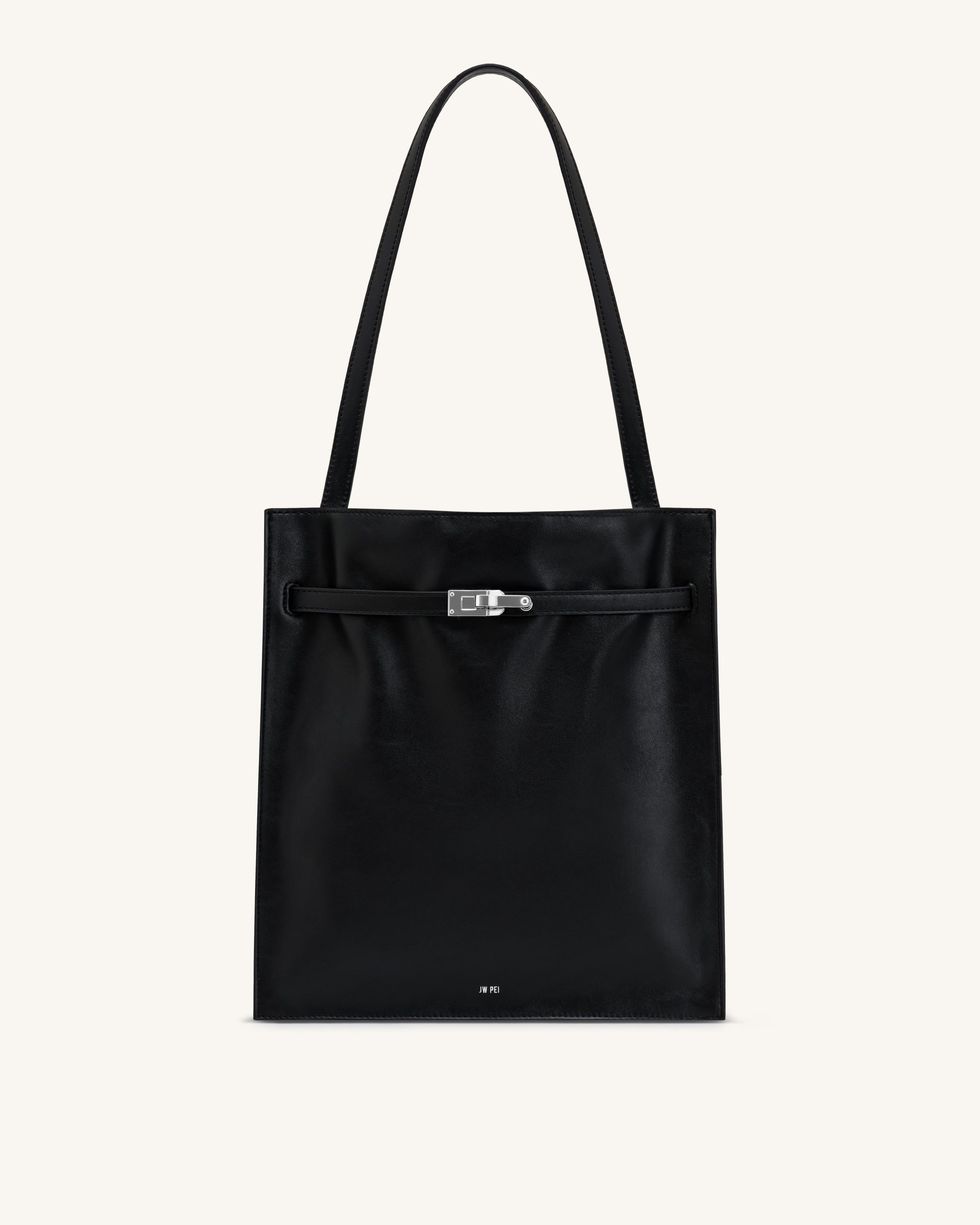 Noelle Belted Tote Bag - Black