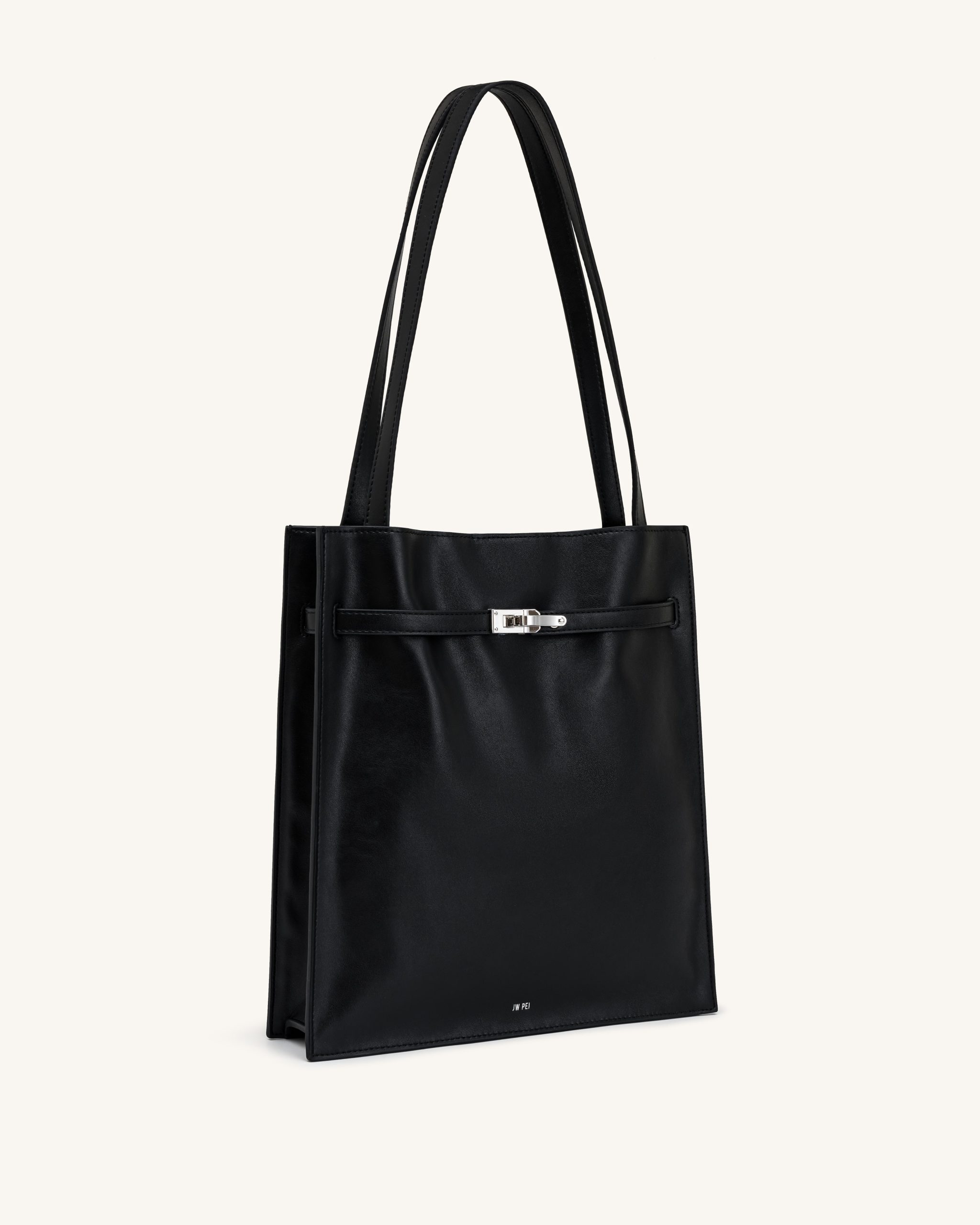 Noelle Belted Tote Bag - Black - Image 2