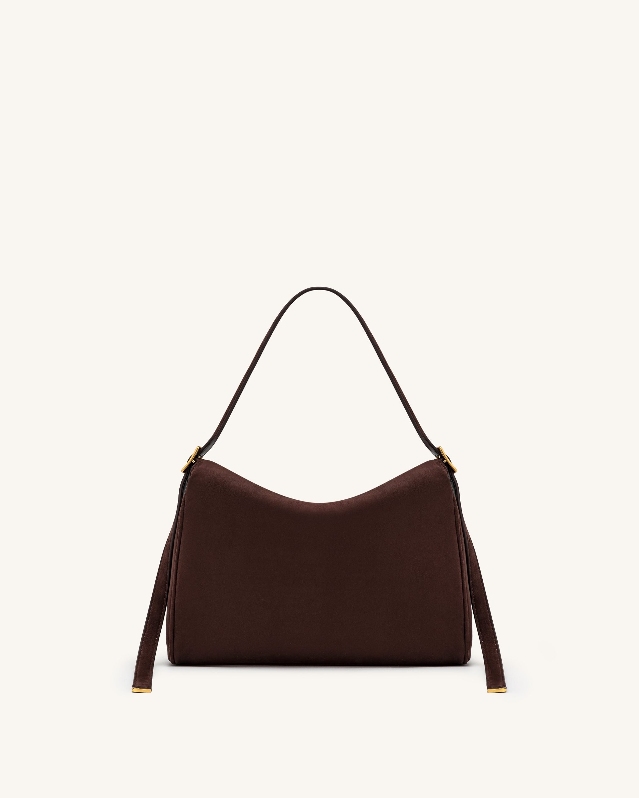 Elowen Faux Suede Flap Shoulder Bag - Dark Brown - Image 3
