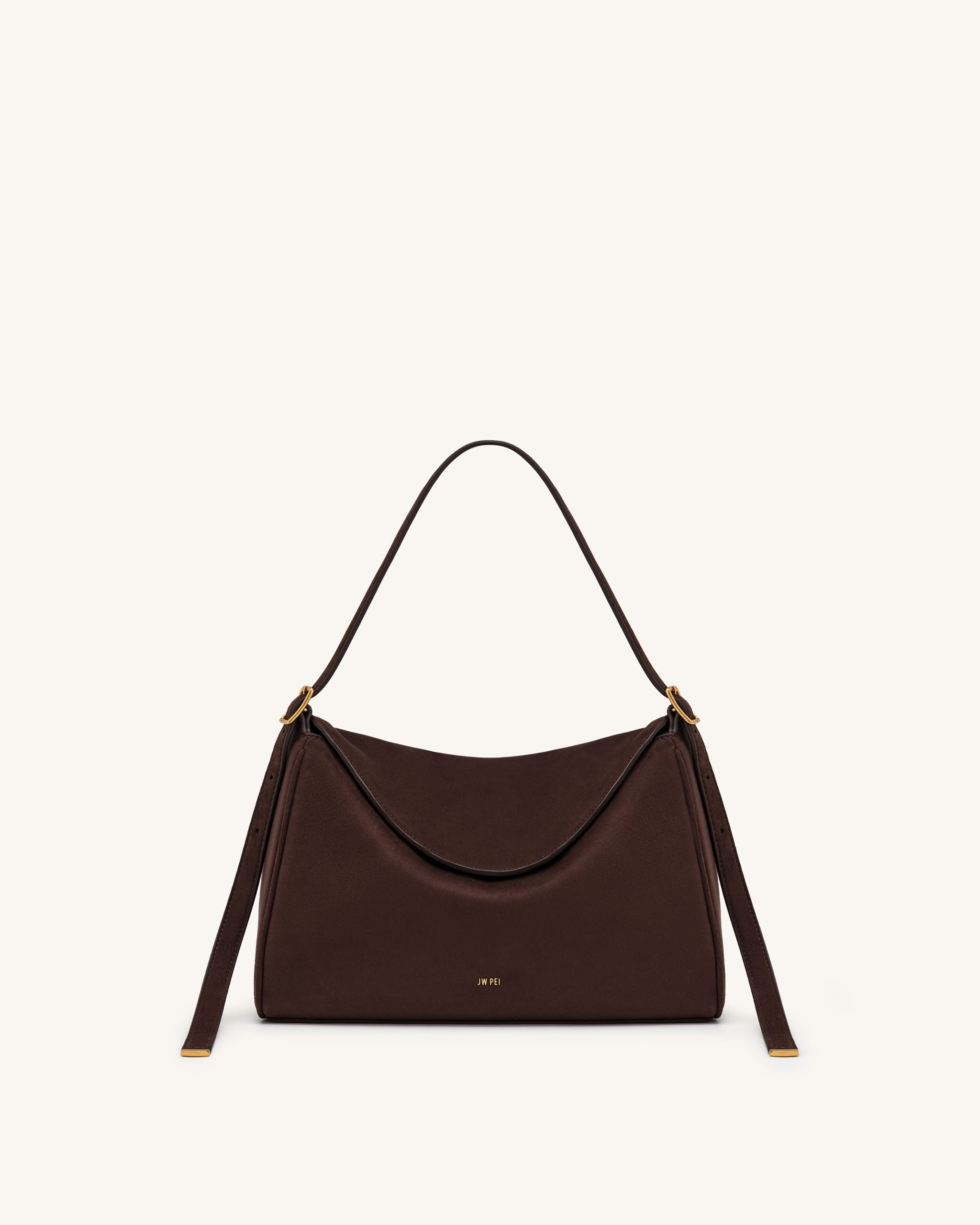Elowen Faux Suede Flap Shoulder Bag - Dark Brown