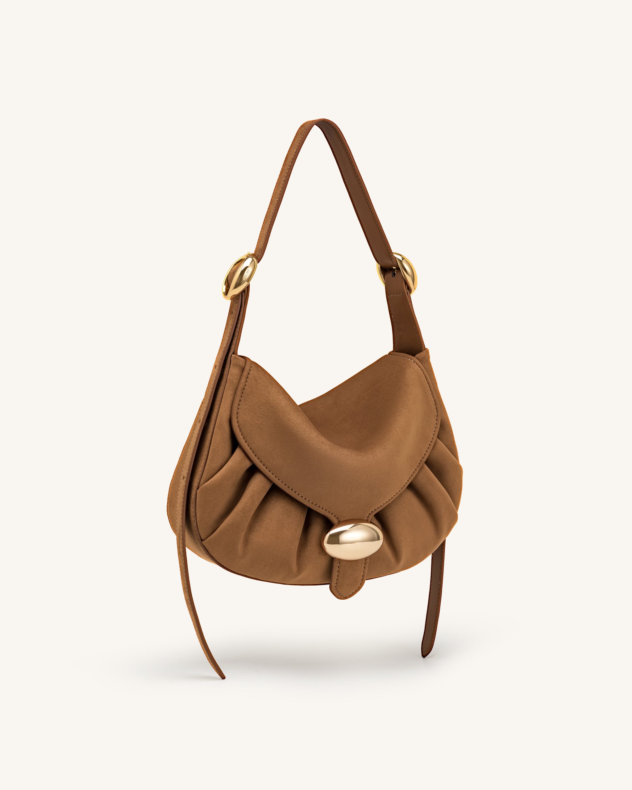 Avery Faux Suede Draped Hobo Bag - Camel - Image 2