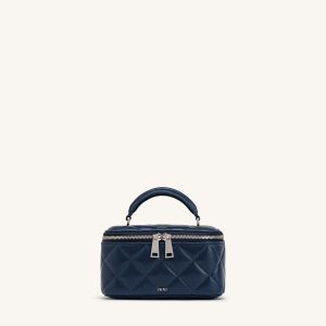 Vivienne Quilted Vanity Top Handle Bag - Navy
