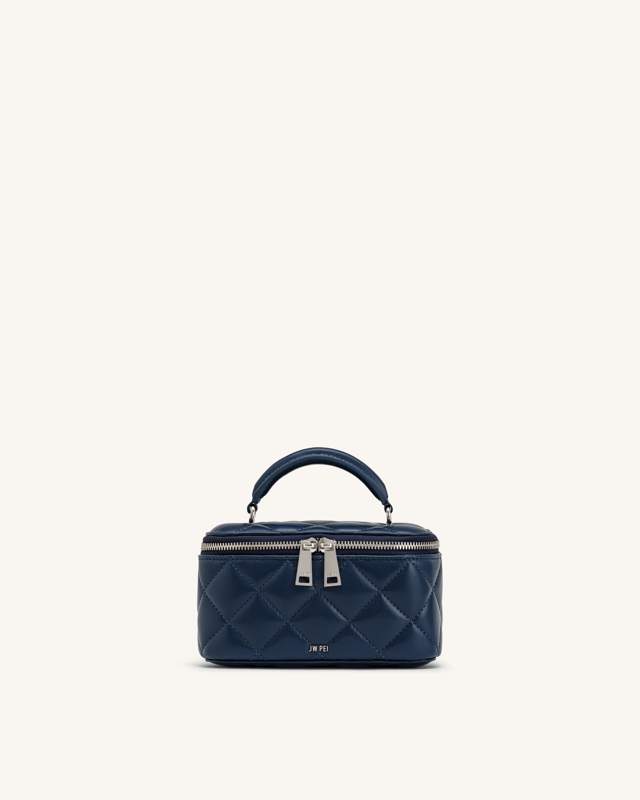 Vivienne Quilted Vanity Top Handle Bag - Navy