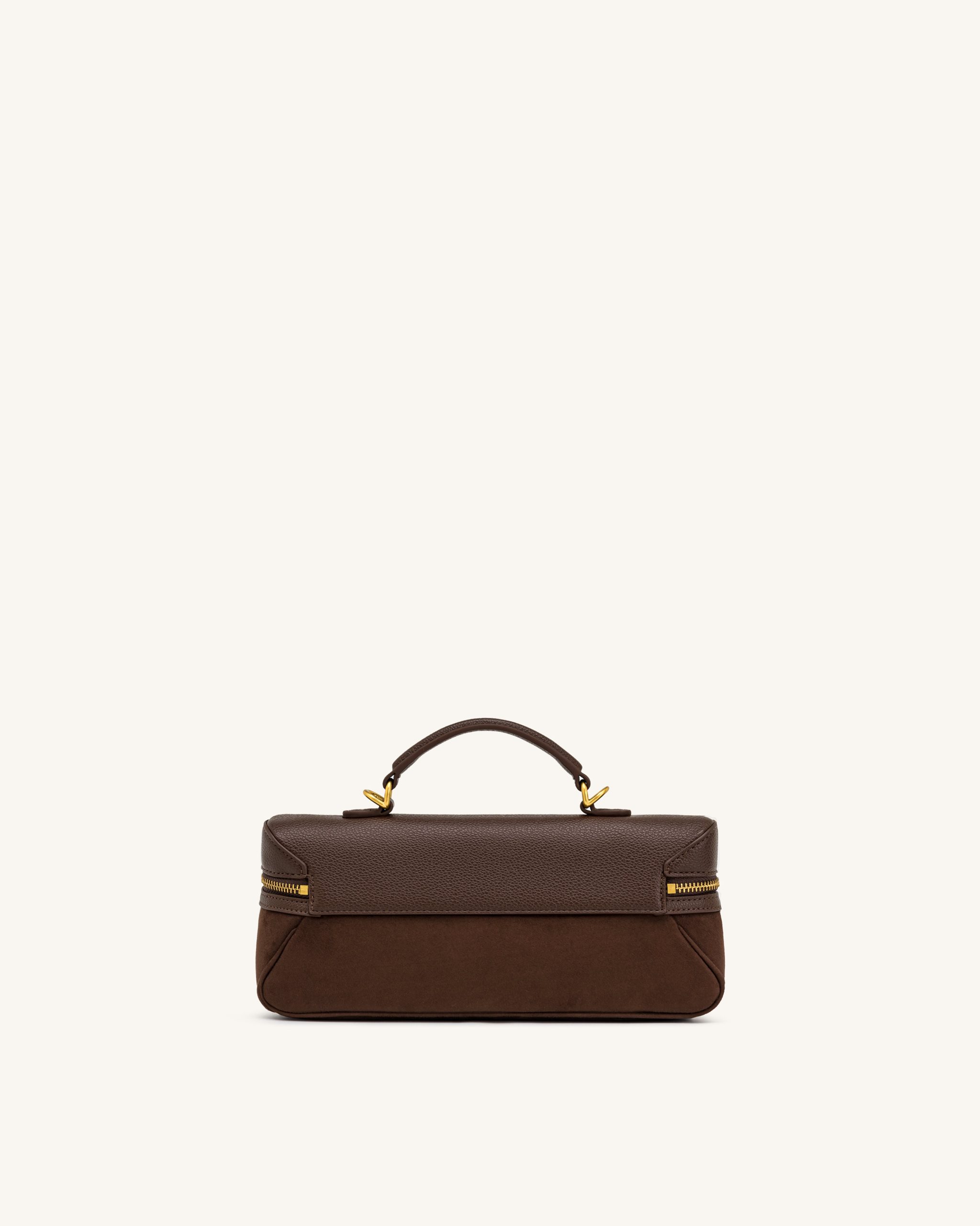 Cleo Faux Suede Vanity Bag - Dark Brown - Image 3