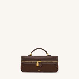 Cleo Faux Suede Vanity Bag - Dark Brown
