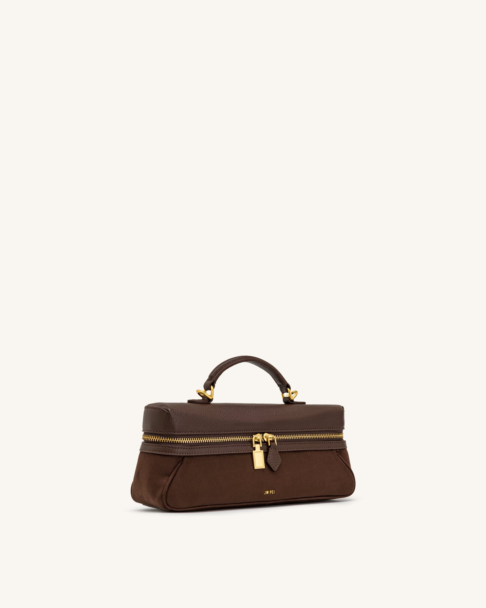 Cleo Faux Suede Vanity Bag - Dark Brown - Image 2