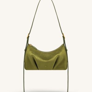 Loriette Faux Suede Crossbody Bag - Olive Green