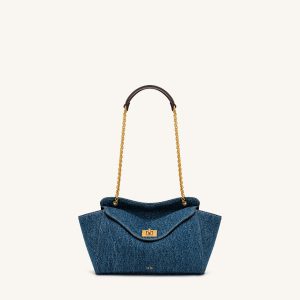 Lucia Envelope Chain Shoulder Bag - Blue Denim