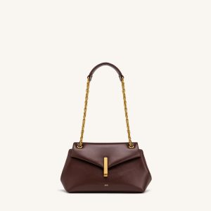 Valerie Chain Flap Shoulder Bag - Dark Brown