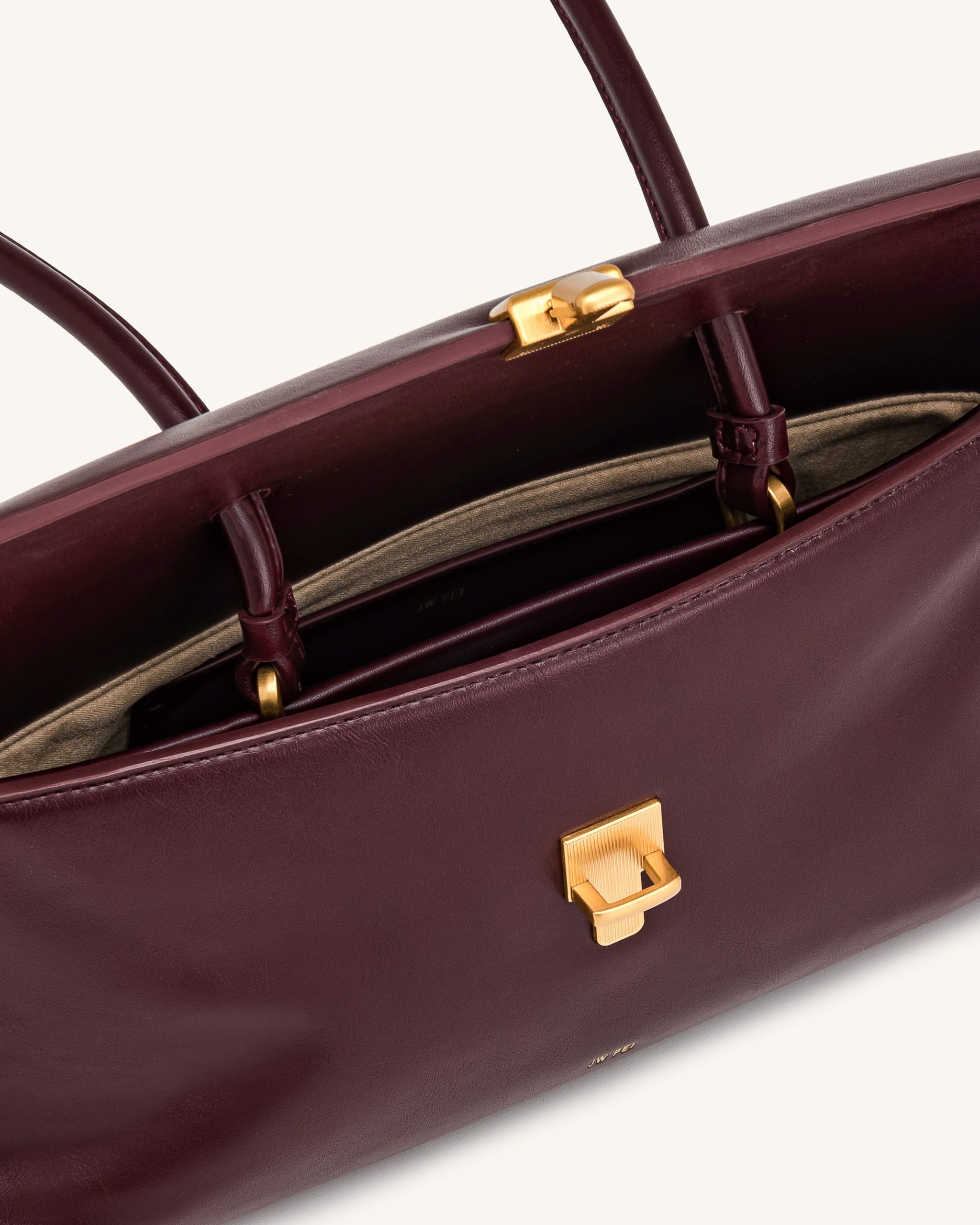 Selene Lock Flap Shoulder Bag - Burgundy - Image 4