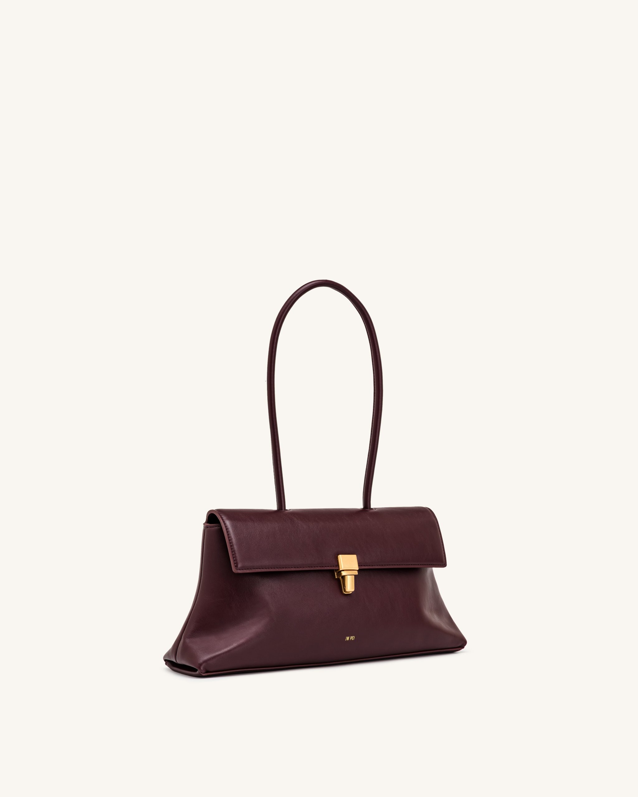 Selene Lock Flap Shoulder Bag - Burgundy - Image 2