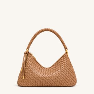 Lorena Woven Shoulder Bag - Camel