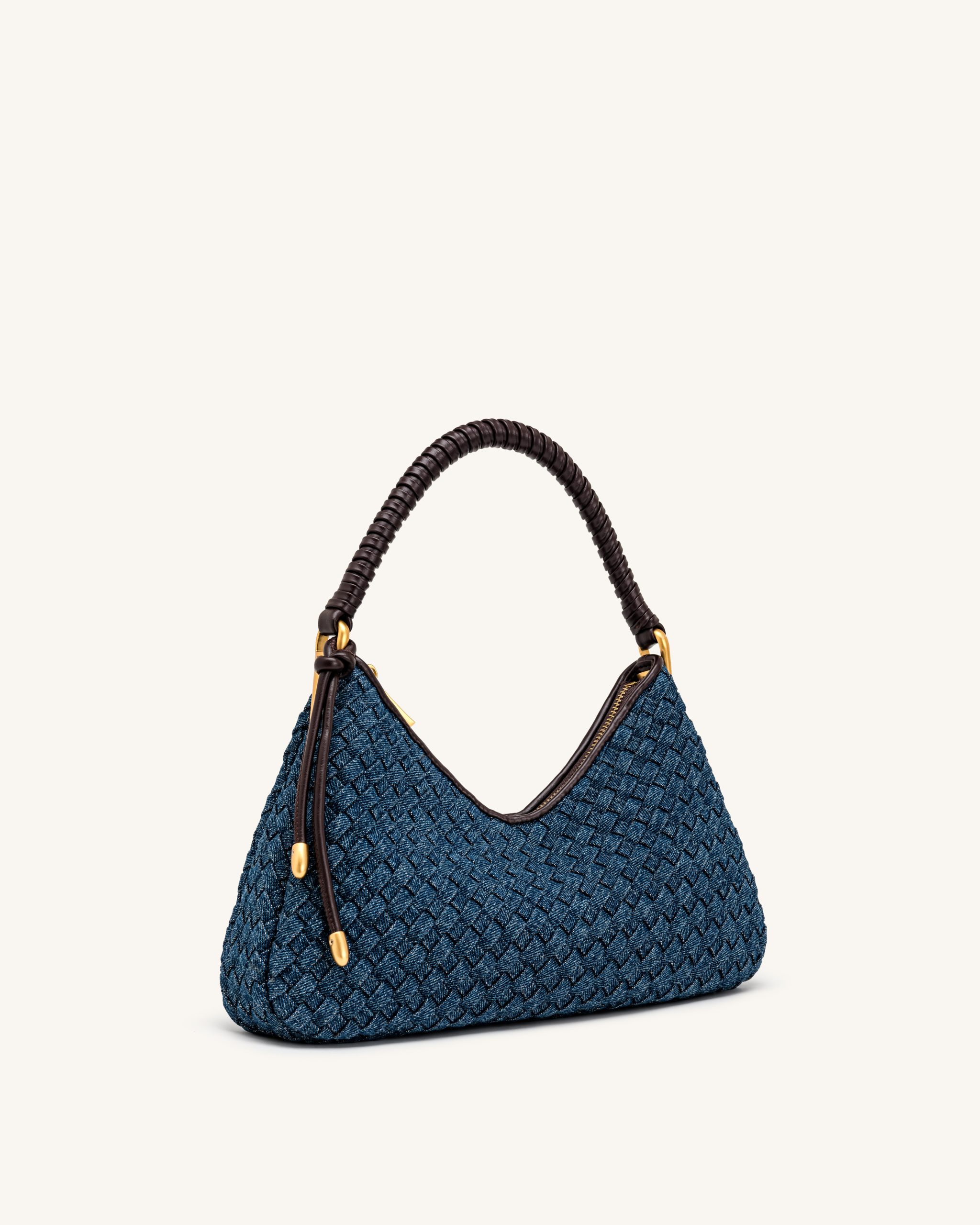Lorena Woven Denim Shoulder Bag - Dark Blue - Image 2