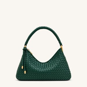 Lorena Woven Shoulder Bag - Emerald Green