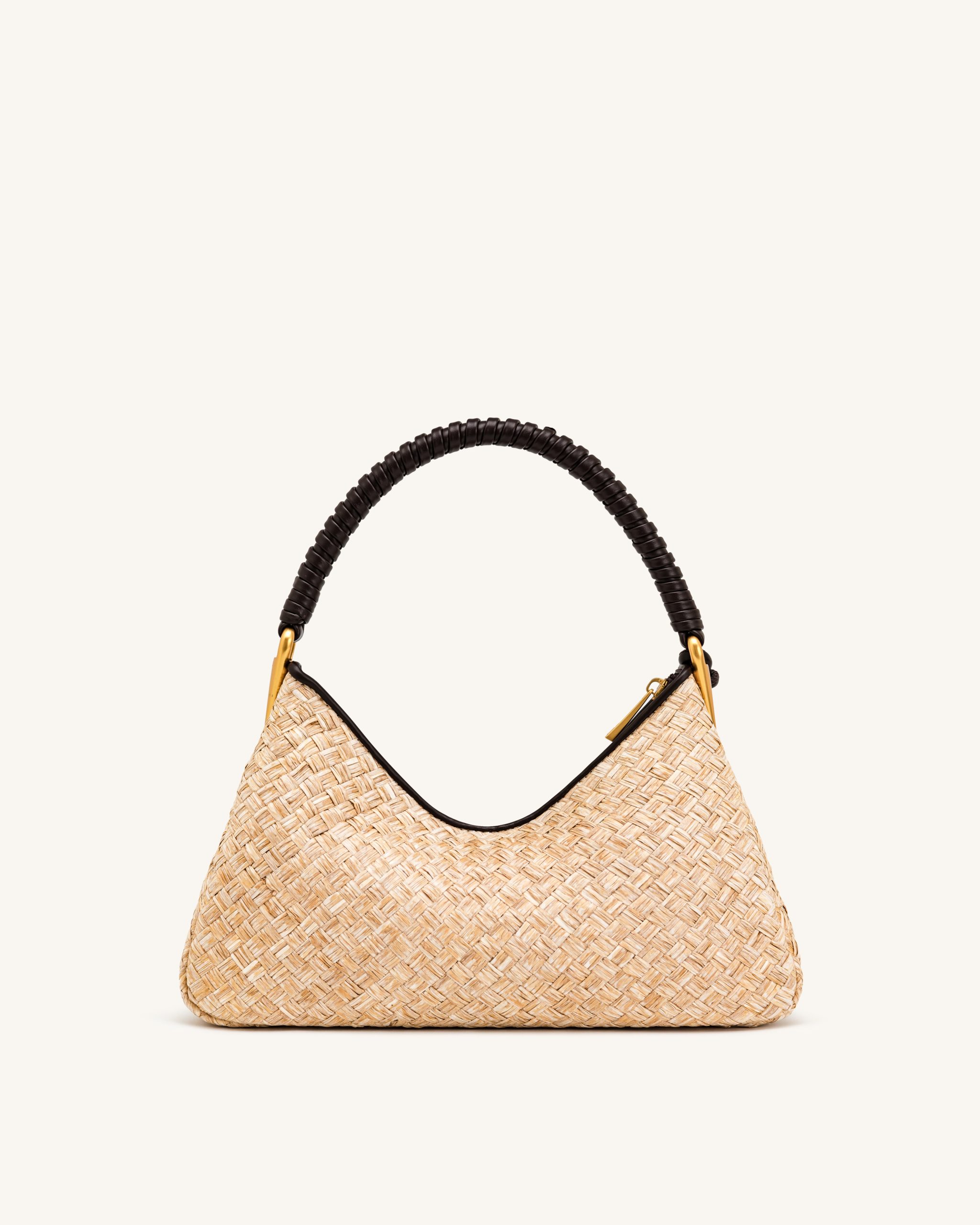 Lorena Faux Straw Shoulder Bag - Brown - Image 3