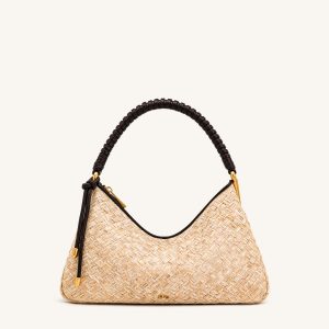 Lorena Faux Straw Shoulder Bag - Brown