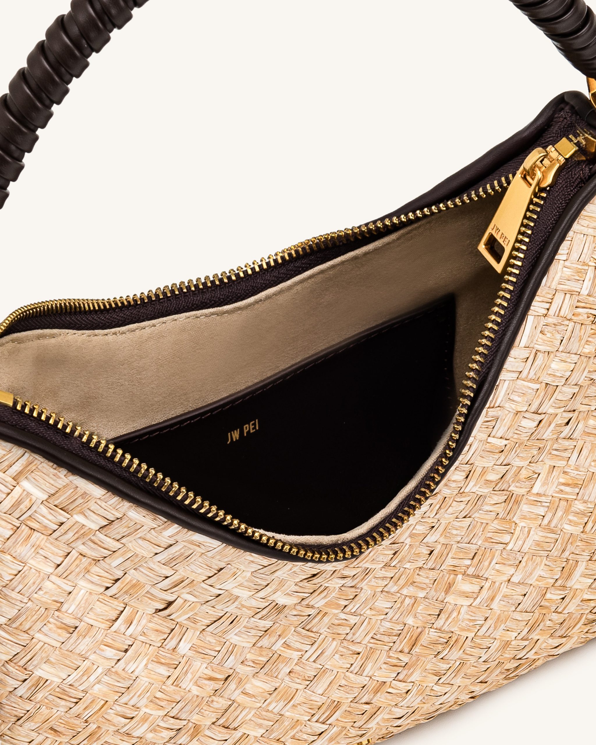 Lorena Faux Straw Shoulder Bag - Brown - Image 4