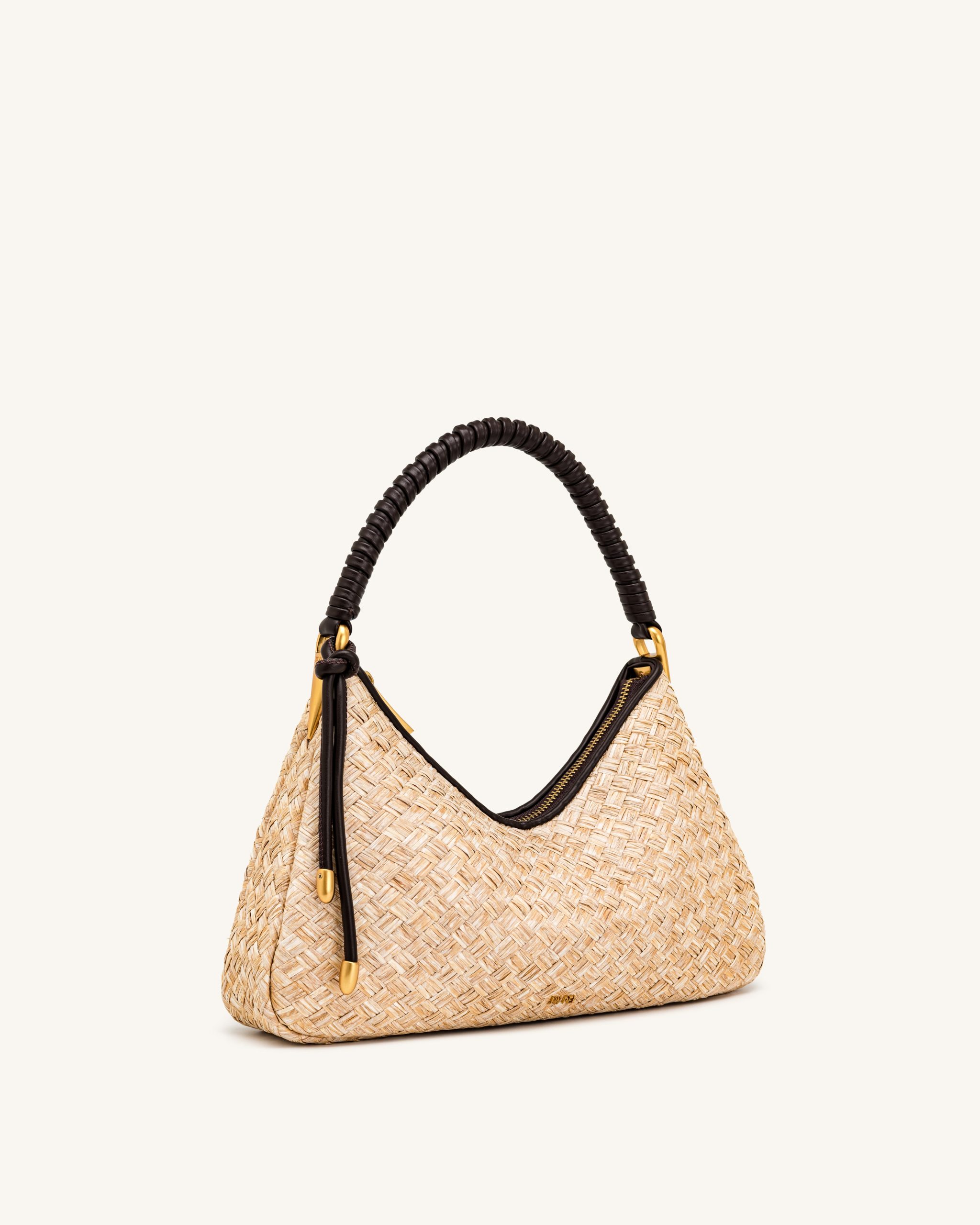 Lorena Faux Straw Shoulder Bag - Brown - Image 2