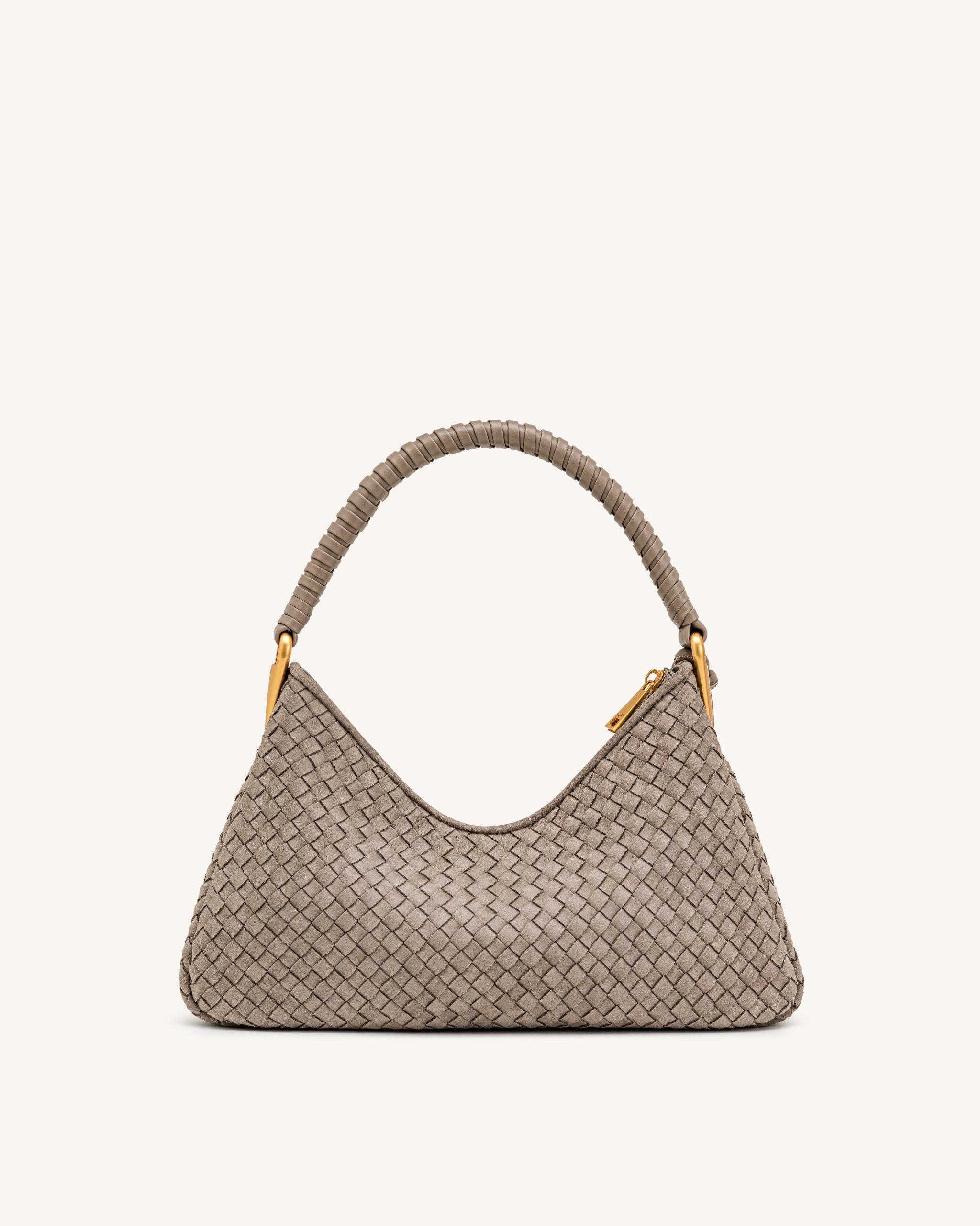 Lorena Woven Faux Suede Shoulder Bag - Stone Taupe - Image 3