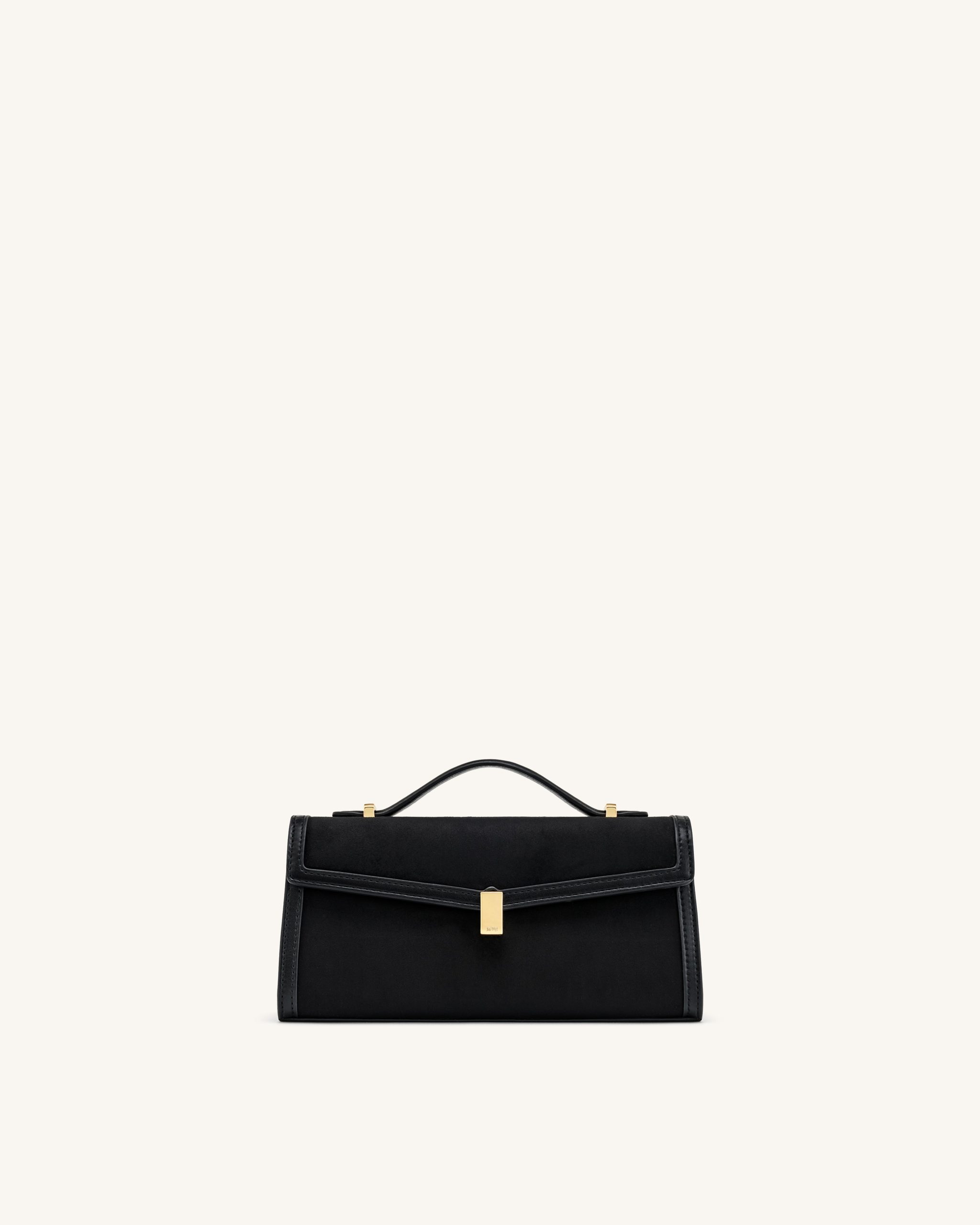 Delphine Faux Suede Top Handle Bag - Black