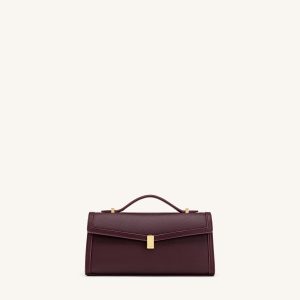 Delphine Saffiano Top Handle Bag - Deep Burgundy