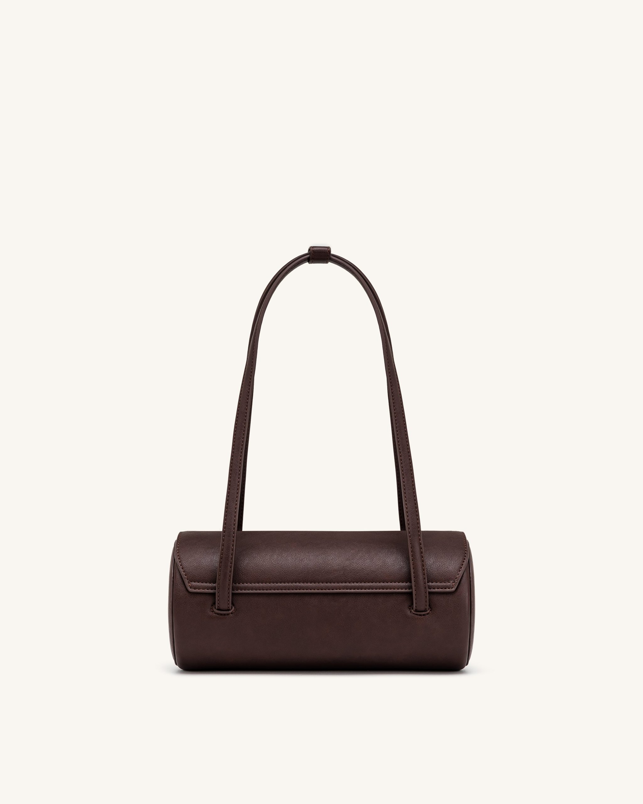 Solenne Barrel Shoulder Bag - Dark Brown - Image 3