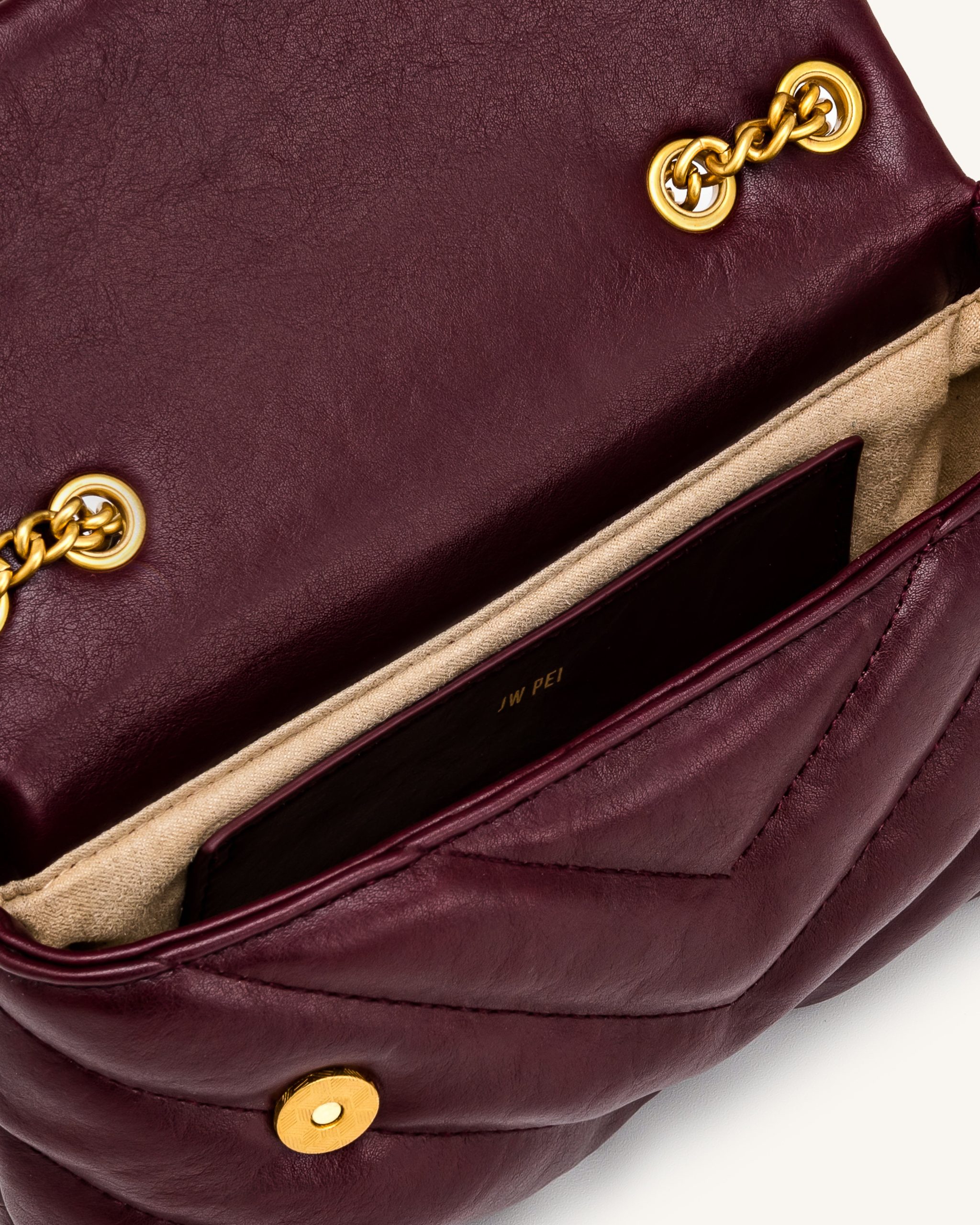 Riley Dachshund Quilted Flap Shoulder Bag - Deep Burgundy - Image 4