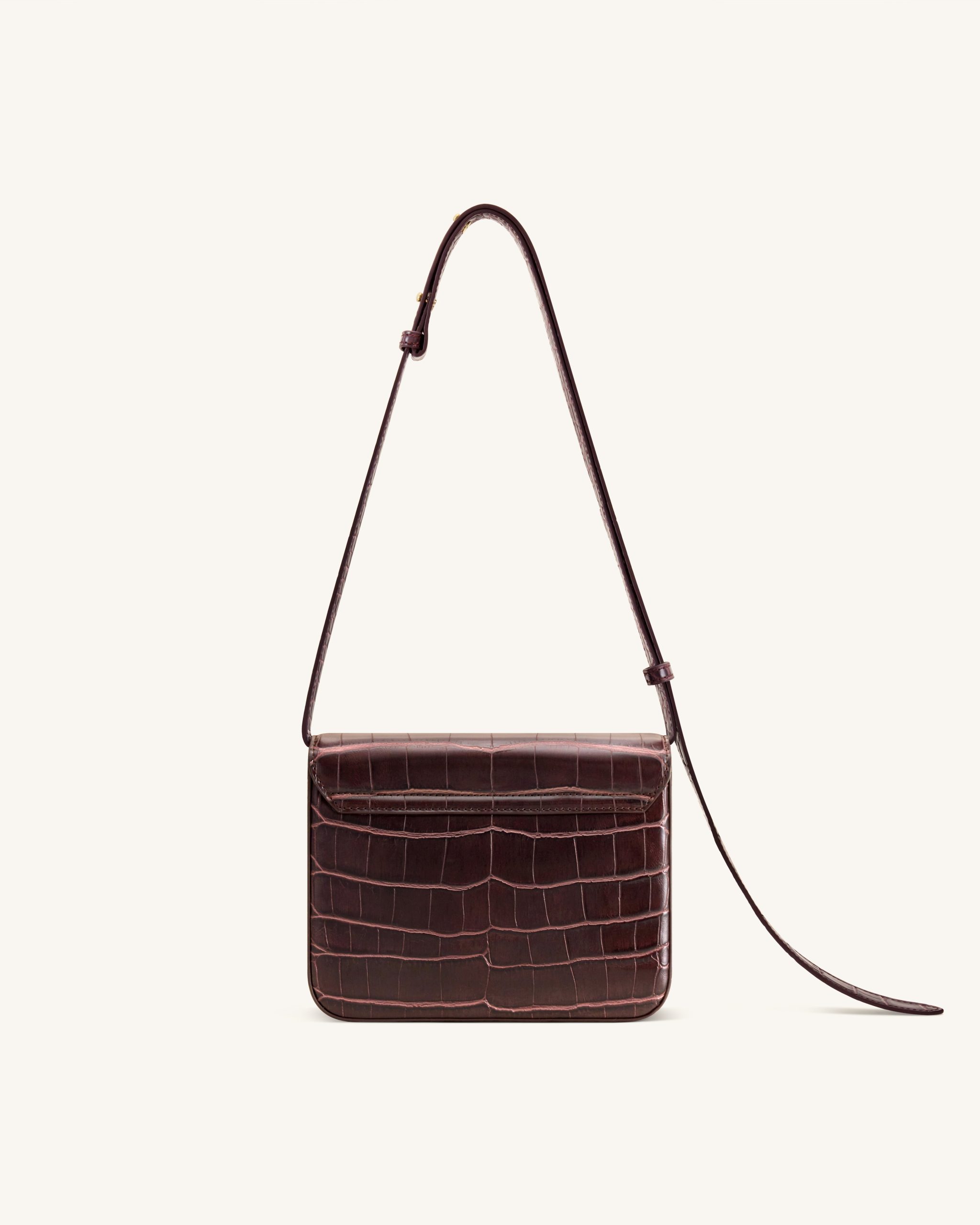 Evania Lock Shoulder Bag - Burgundy Croc - Image 3