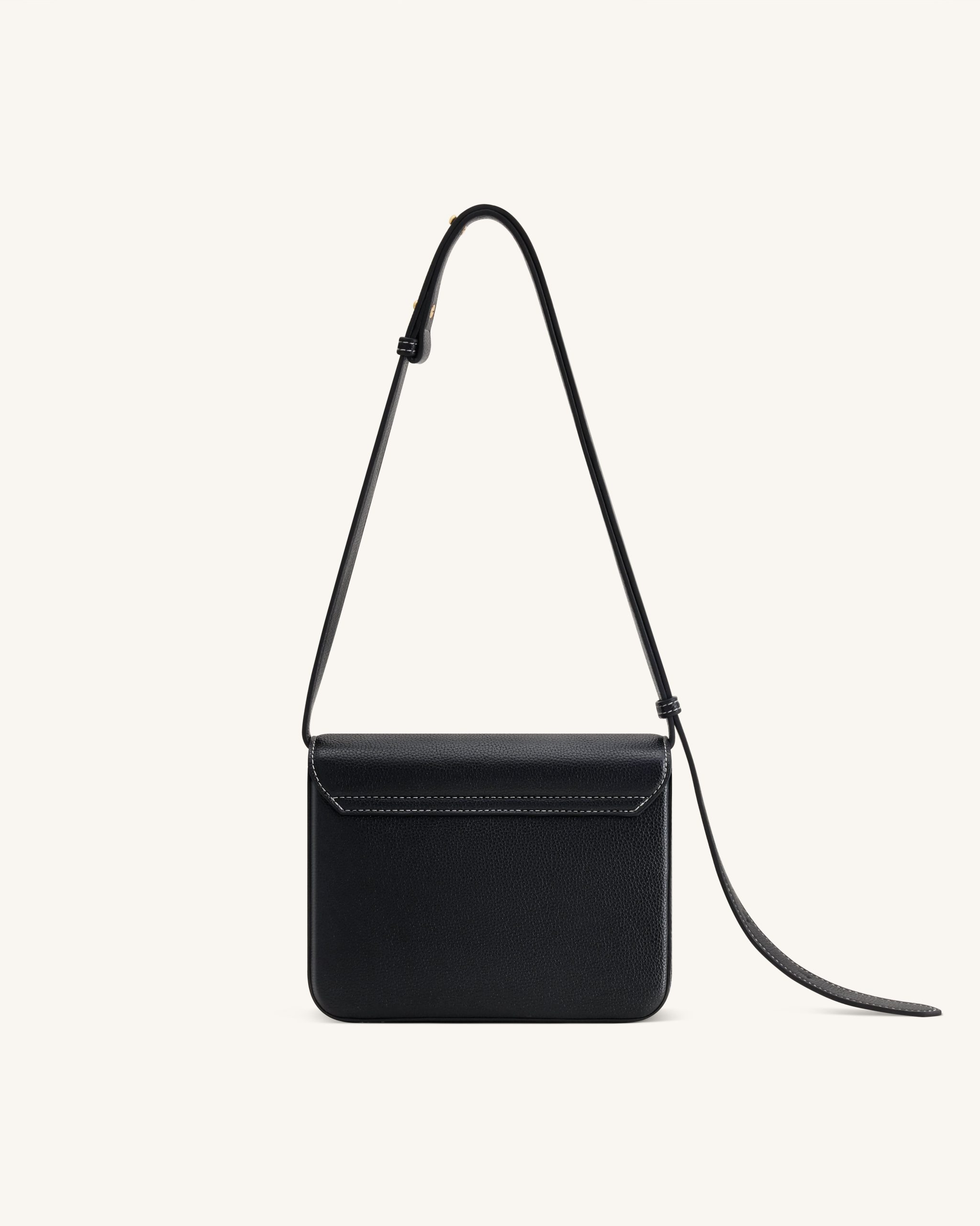 Evania Lock Pebbled Shoulder Bag - Black - Image 3