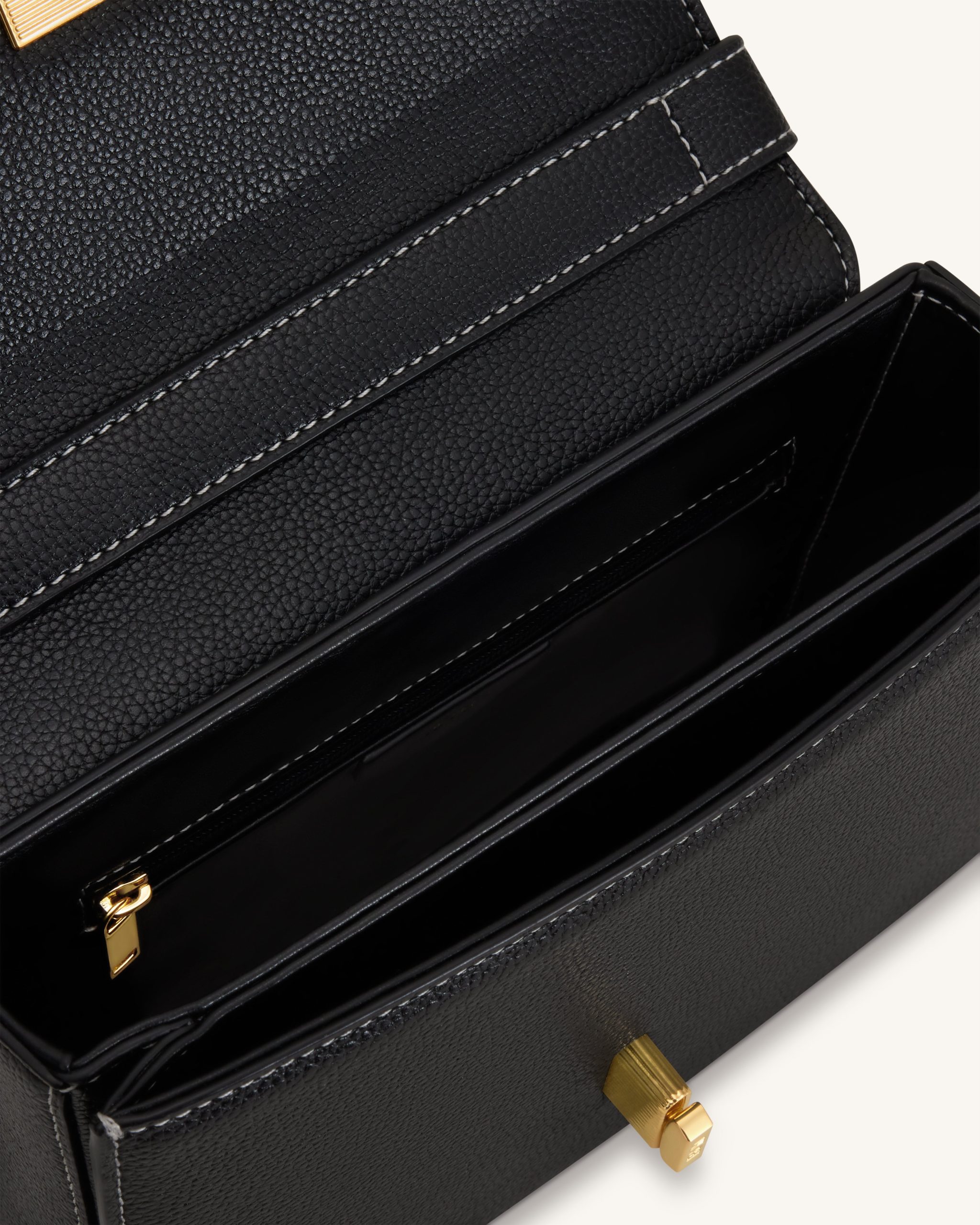 Evania Lock Pebbled Shoulder Bag - Black - Image 4