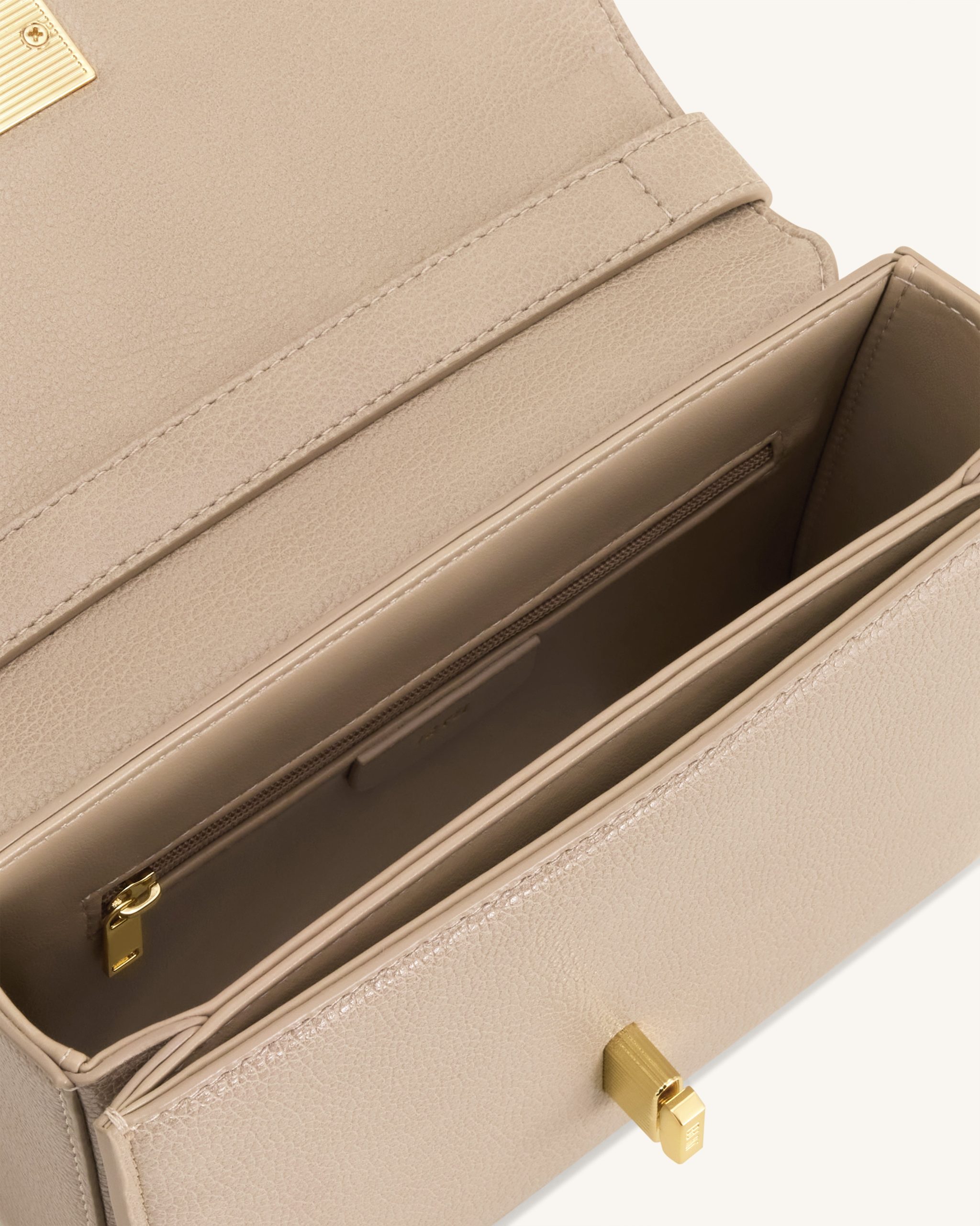 Evania Lock Pebbled Shoulder Bag - Khaki - Image 4