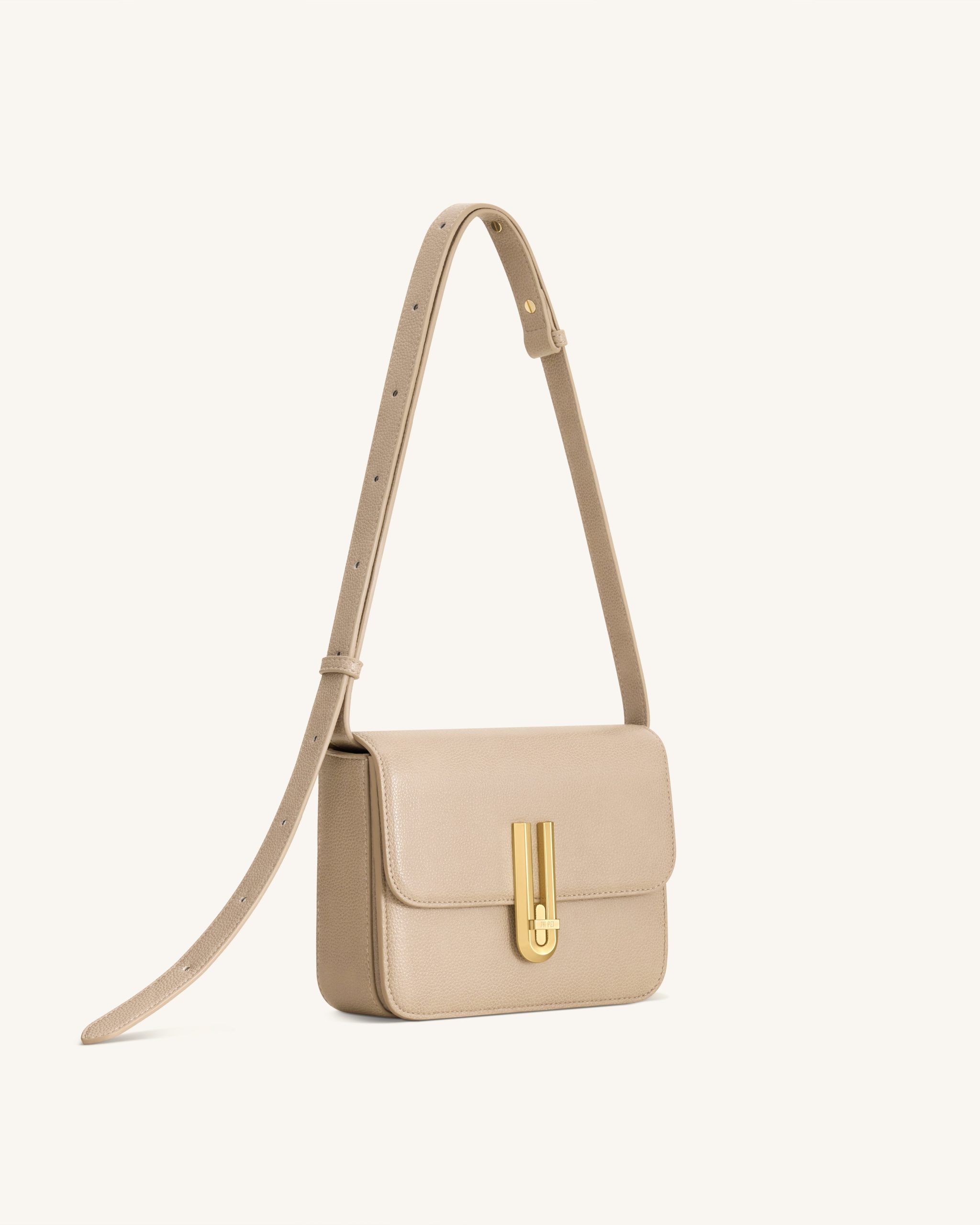 Evania Lock Pebbled Shoulder Bag - Khaki - Image 2