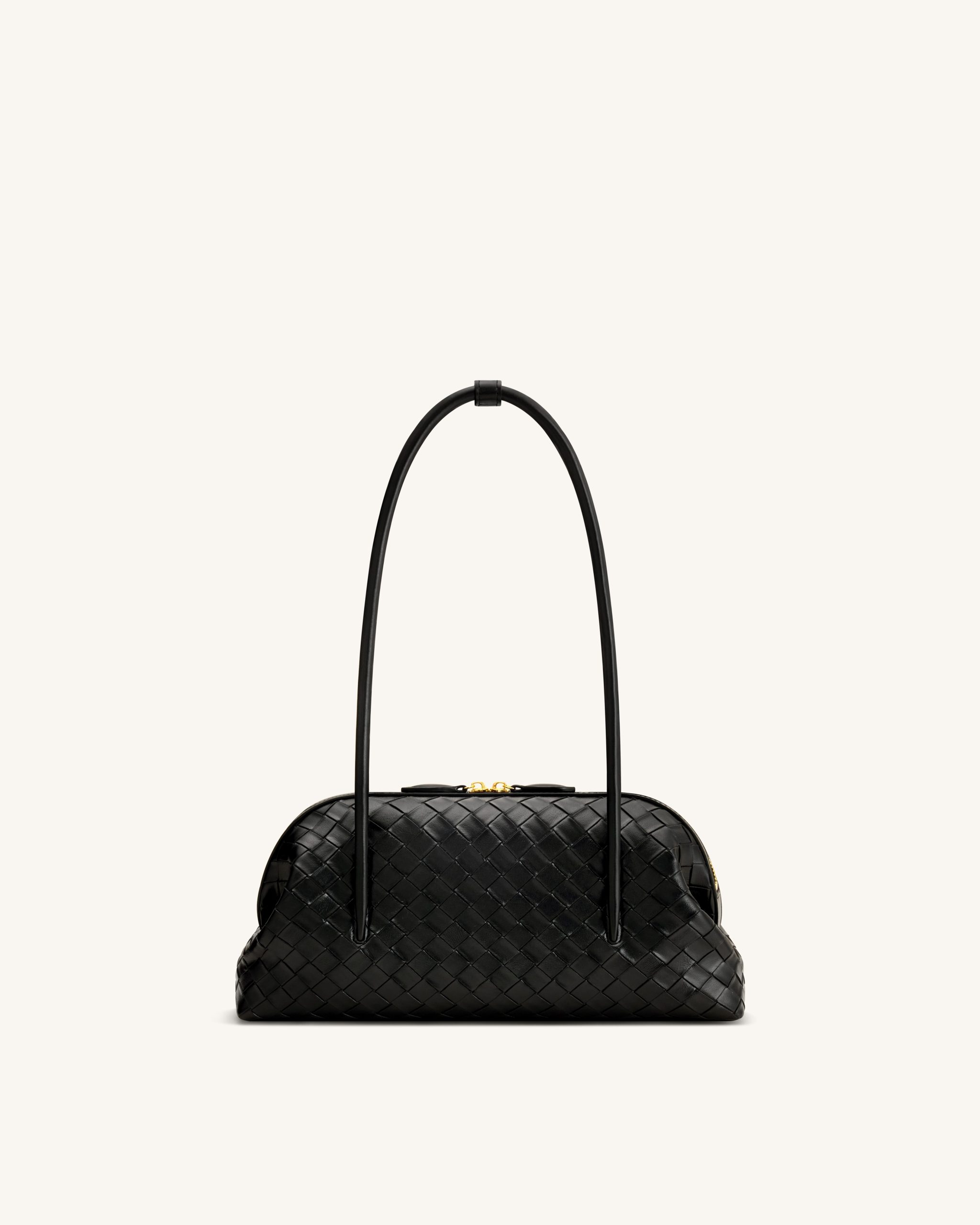 Aveline Woven Textured Shoulder Bag - Black - Image 3