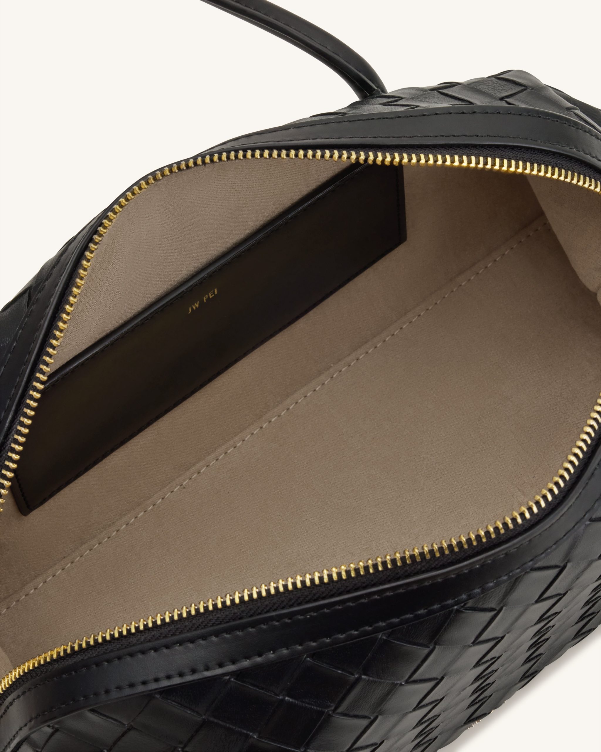 Aveline Woven Textured Shoulder Bag - Black - Image 4